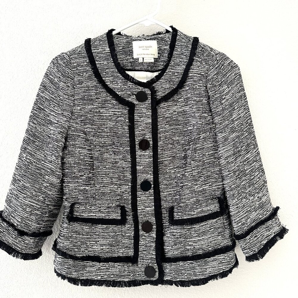 Kate Spade New York Carine Fringe-trim Jacket, size 0